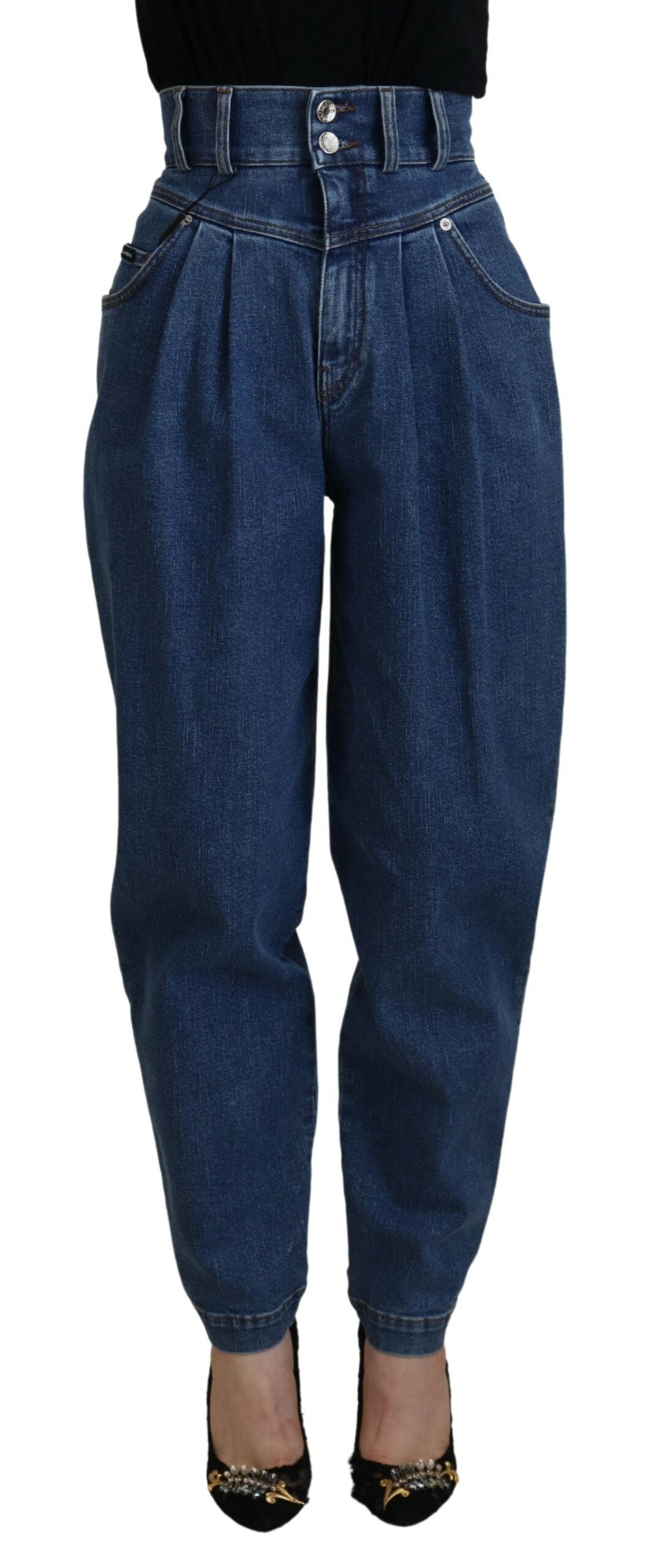 Vaquero azul de algodón de tiro alto de Dolce & Gabbana