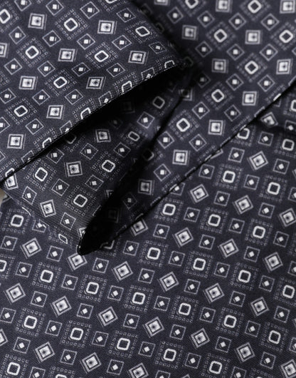 Foulard envolvente geométrico con flecos de seda negra Dolce & Gabbana de 136 cm x 15 cm