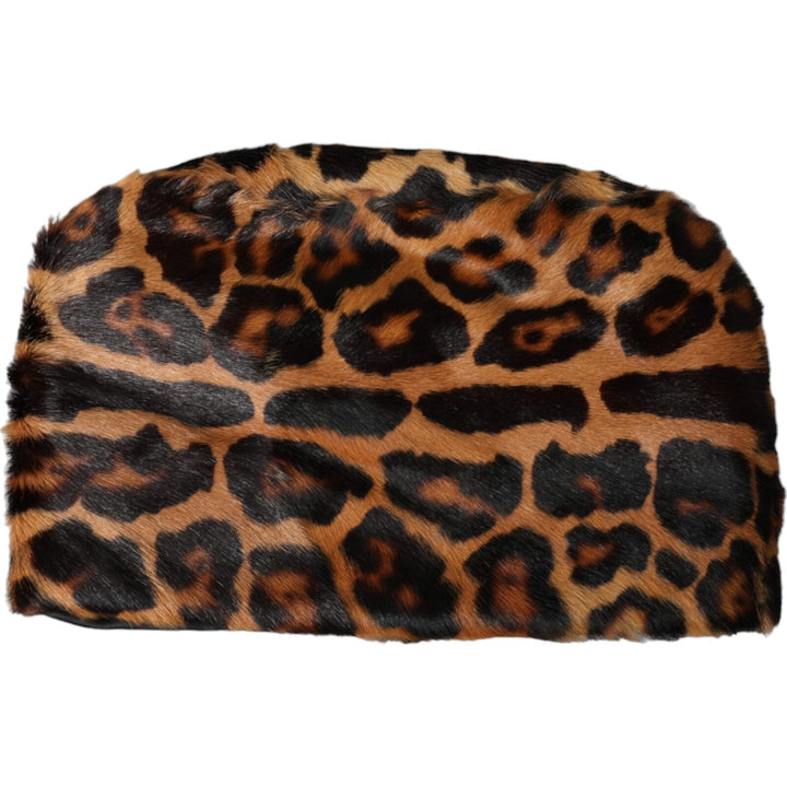 Chapeau cloche Dolce & Gabbana léopard marron en fourrure pour femme