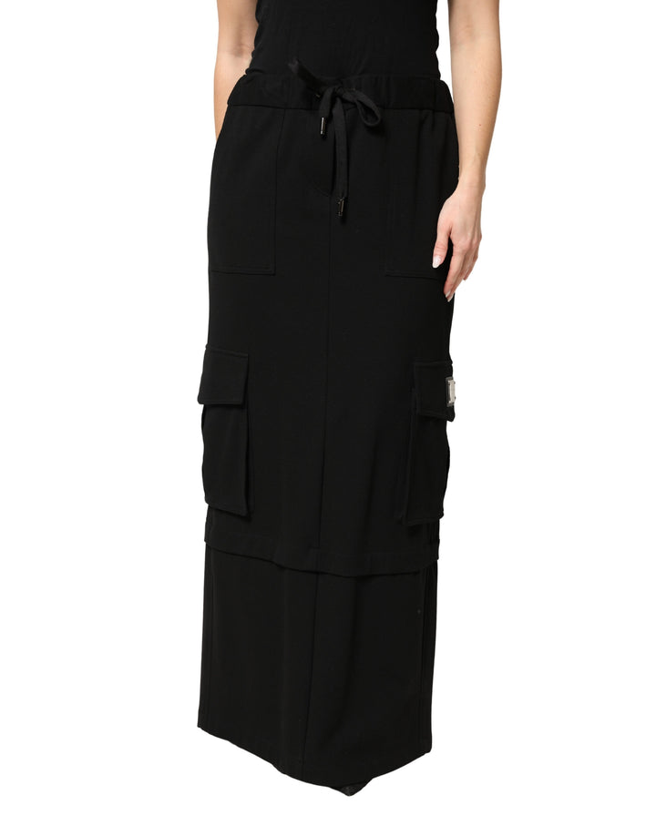 Falda larga tipo cargo Dolce & Gabbana de algodón negro con cordón ajustable