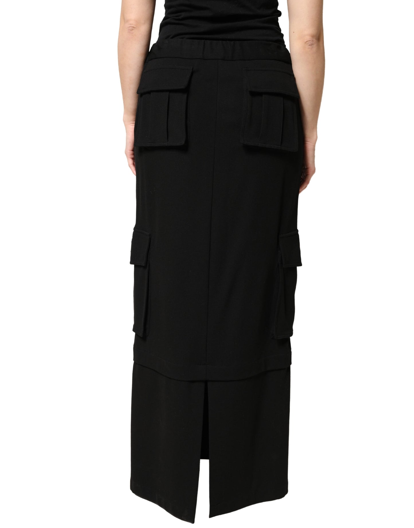Jupe longue cargo Dolce & Gabbana en coton noir à cordon de serrage