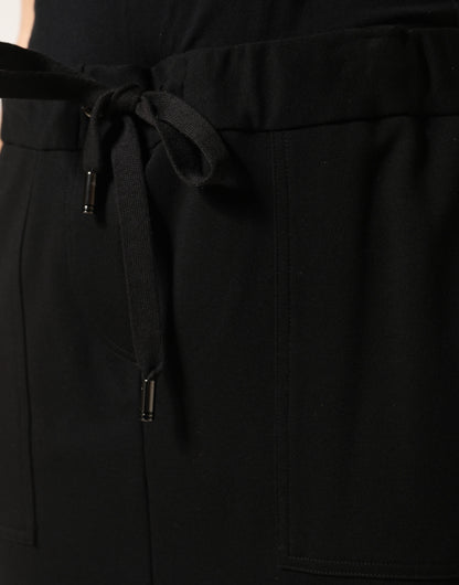 Jupe longue cargo Dolce & Gabbana en coton noir à cordon de serrage