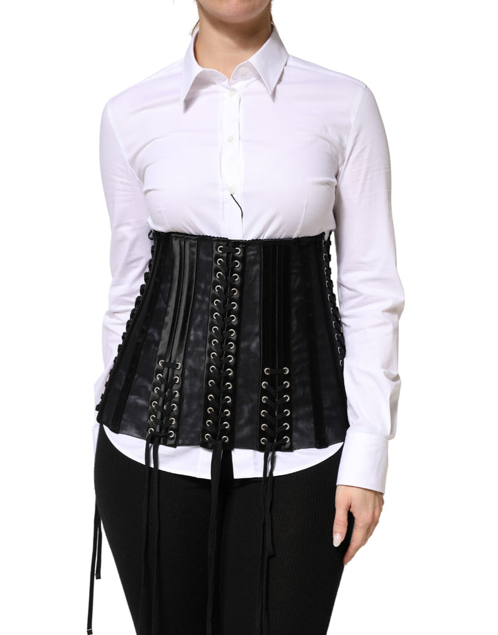 Top Corset Tipo Bustier Ceñidor con Cordones Negros de Encaje Dolce & Gabbana
