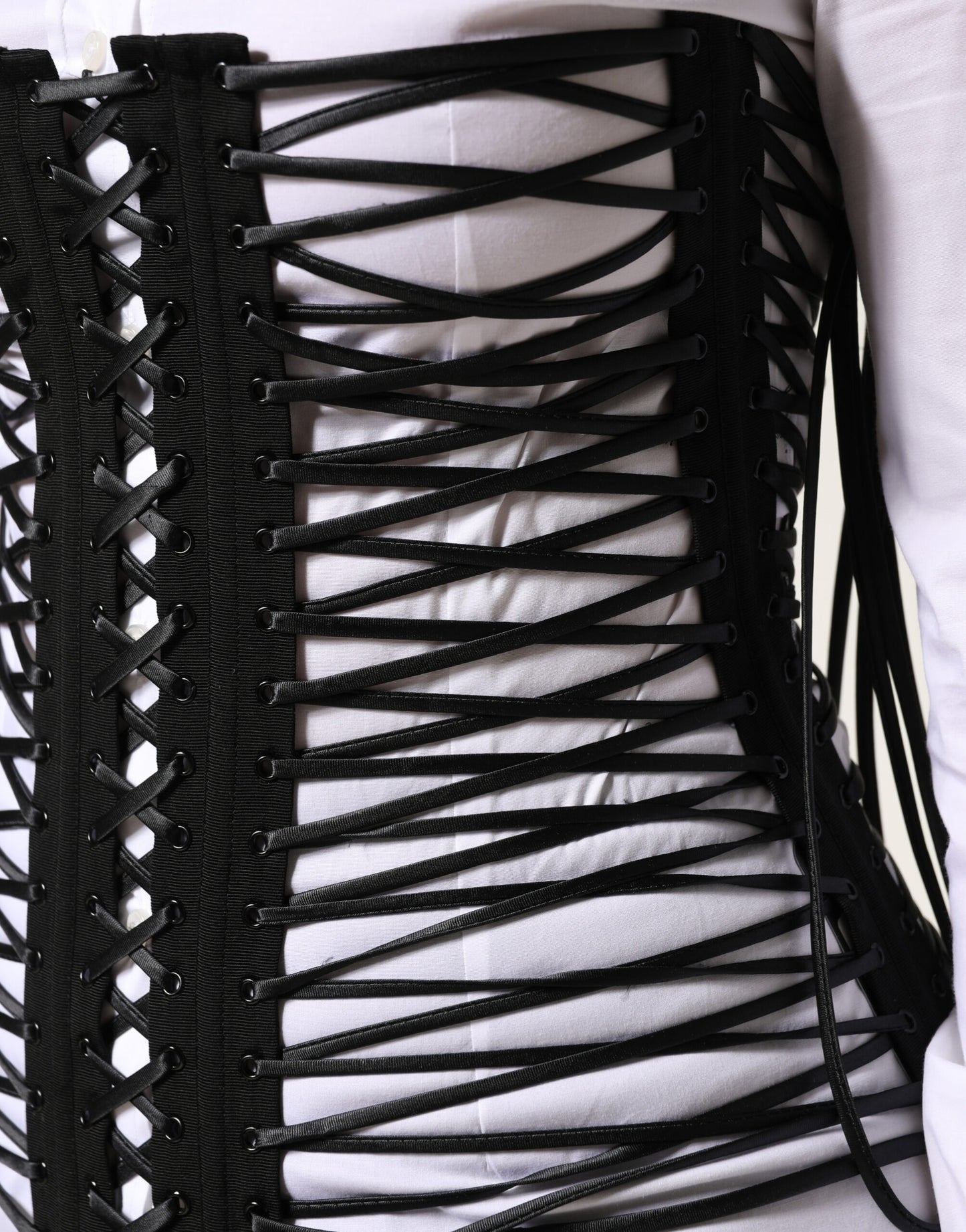 Dolce & Gabbana Black Lace-Up Drawstring Bustier Corset Top