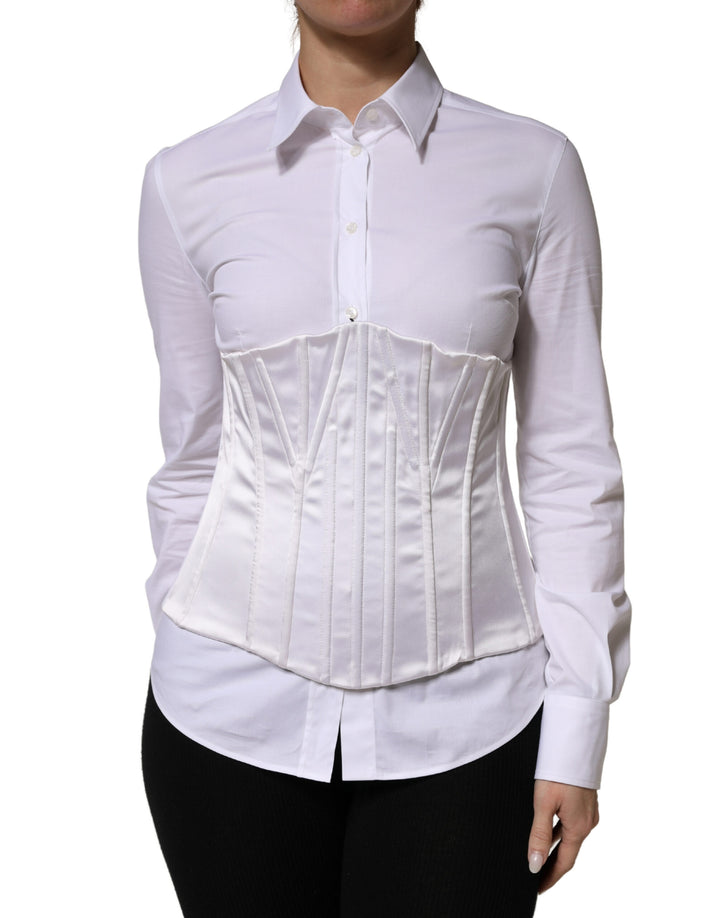 Top corsé de bustier con faja de cintura de poliamida blanca Dolce & Gabbana