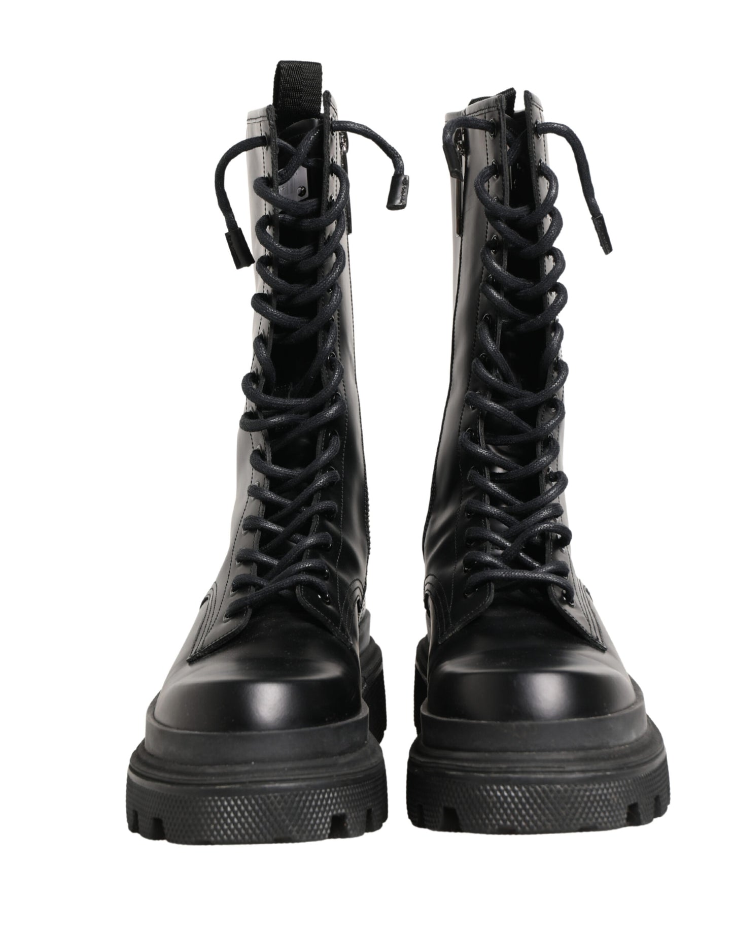 Botines de combate Dolce & Gabbana de cuero negro con suela trek