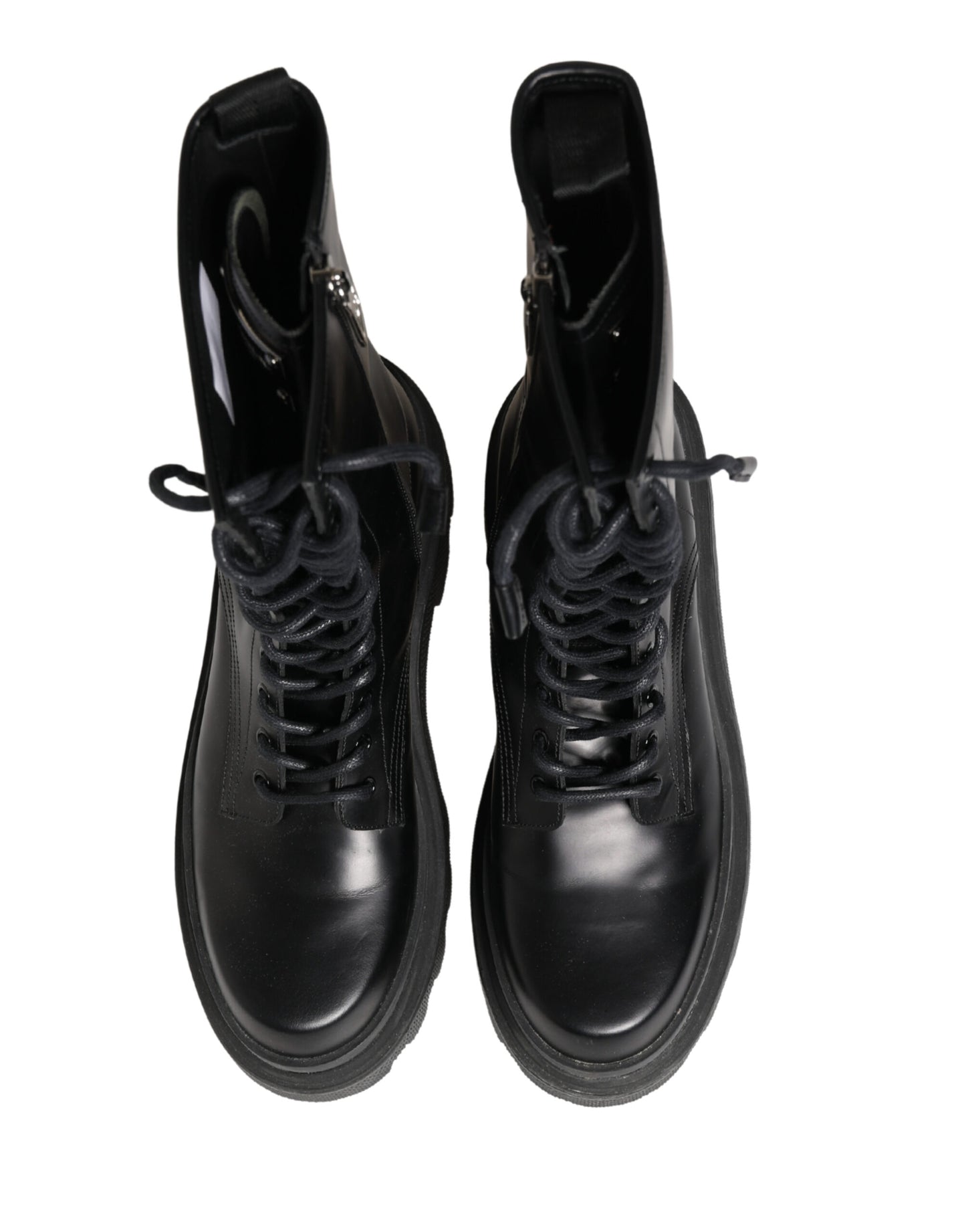 Botines de combate Dolce & Gabbana de cuero negro con suela trek