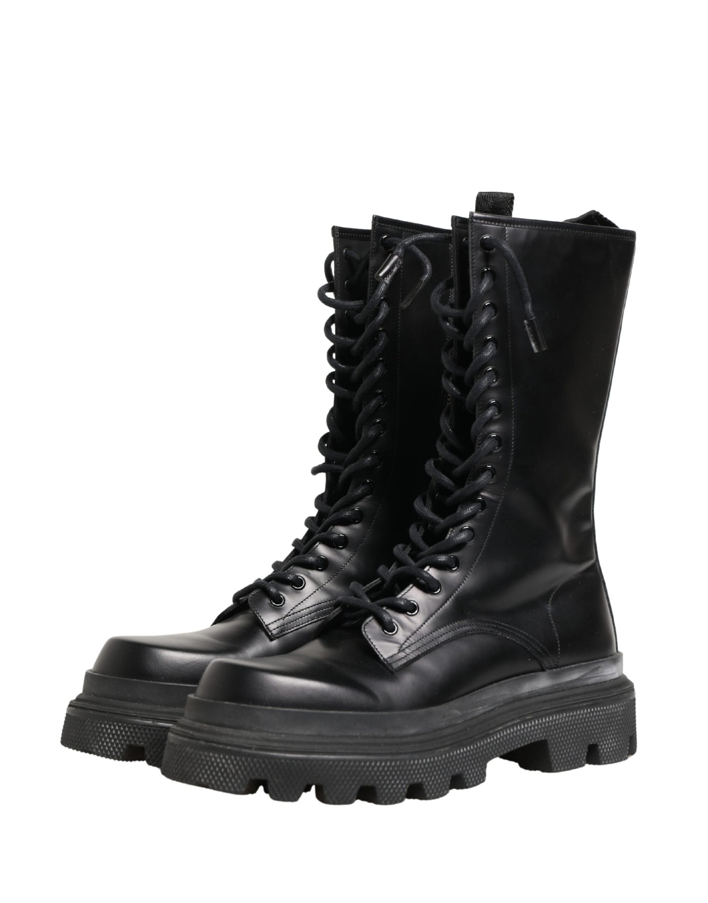 Botines de combate Dolce & Gabbana de cuero negro con suela trek