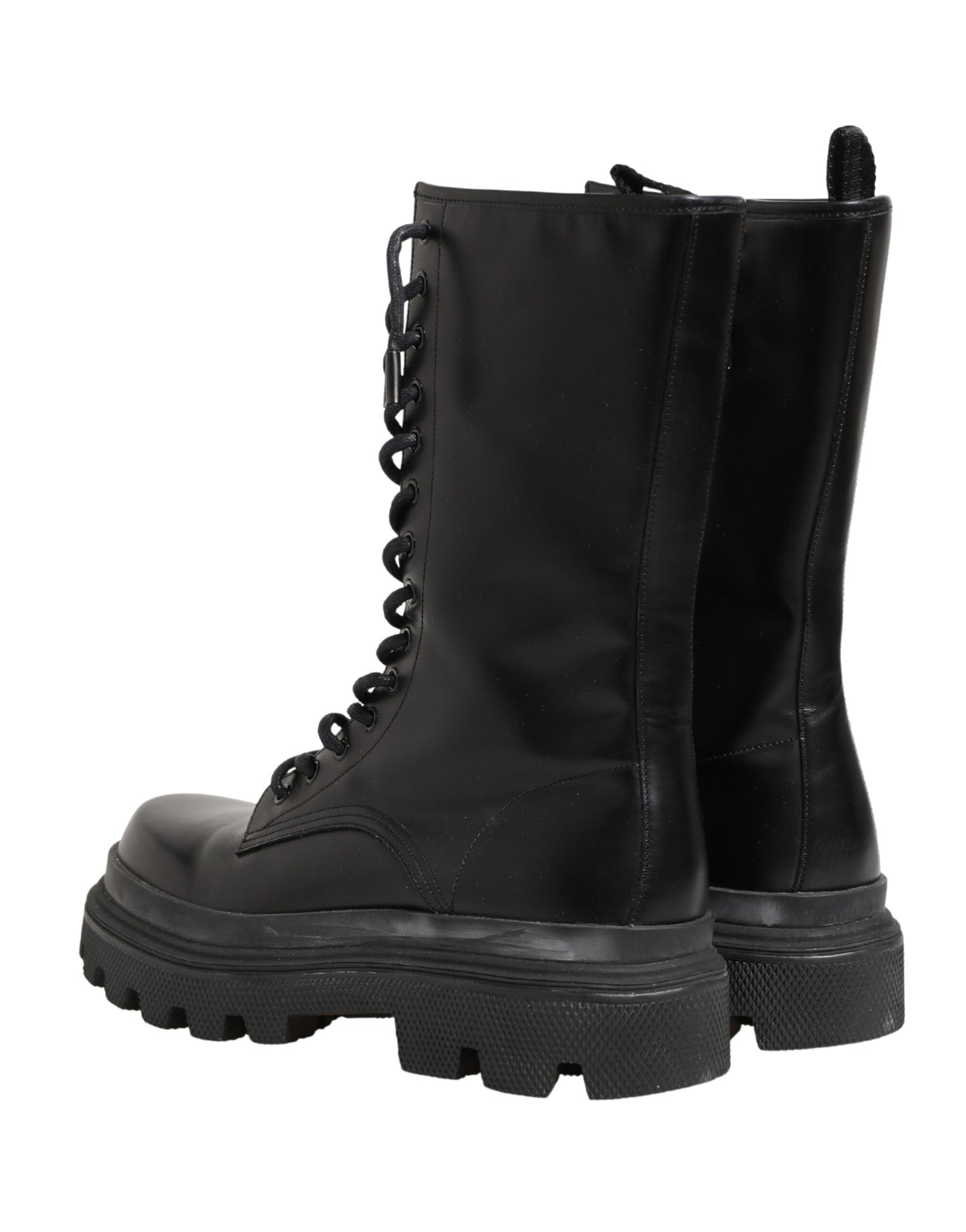 Botines de combate Dolce & Gabbana de cuero negro con suela trek