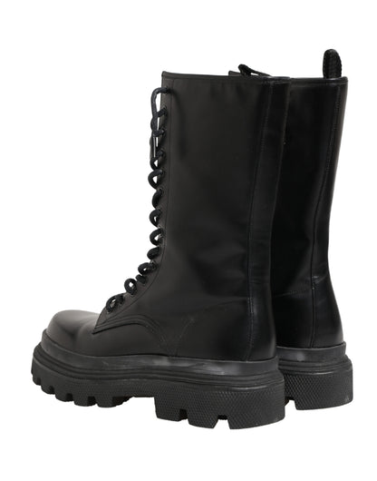 Botines de combate Dolce & Gabbana de cuero negro con suela trek