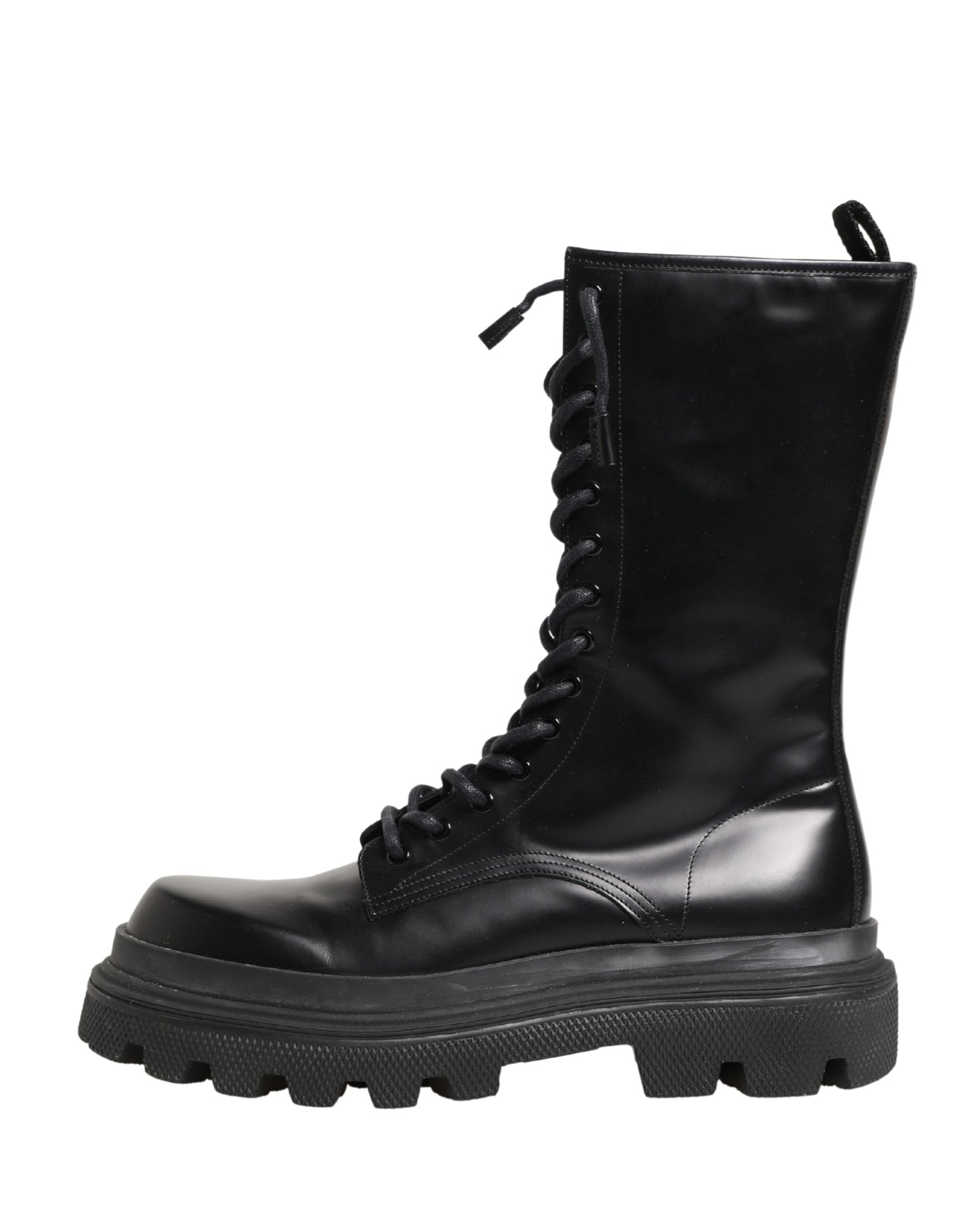 Botines de combate Dolce & Gabbana de cuero negro con suela trek