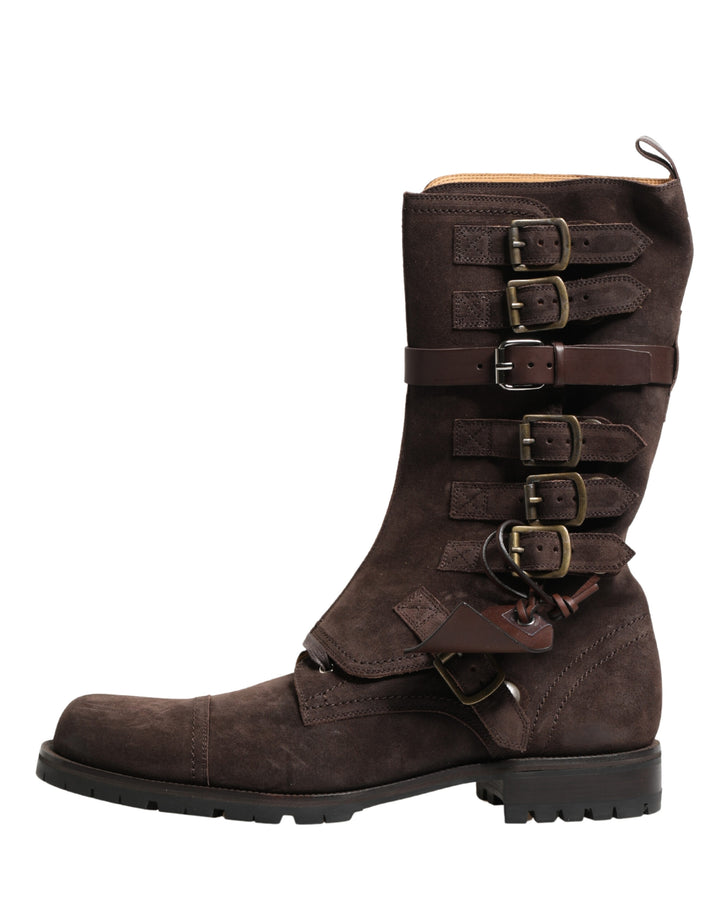 Bottes montantes Dolce & Gabbana en cuir suédé marron