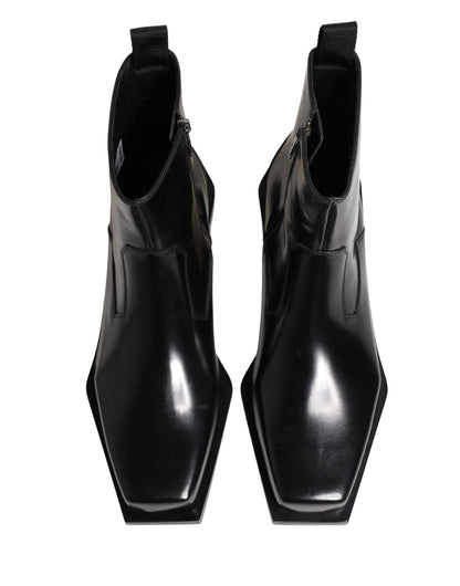 Botines con cierre de cremallera de piel negra Dolce & Gabbana