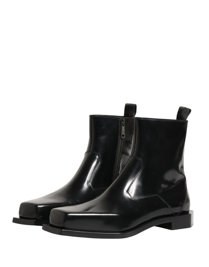 Botines con cierre de cremallera de piel negra Dolce & Gabbana