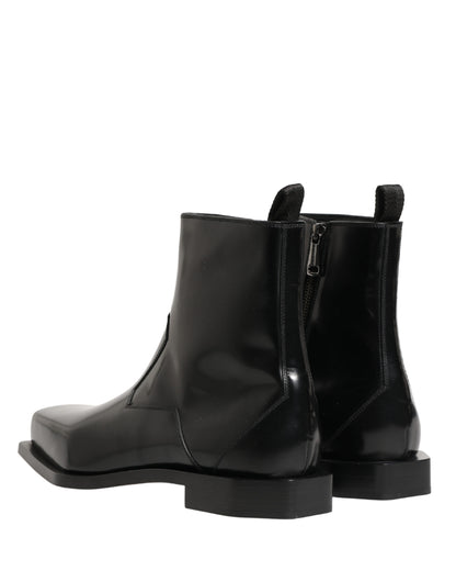 Botines con cierre de cremallera de piel negra Dolce & Gabbana