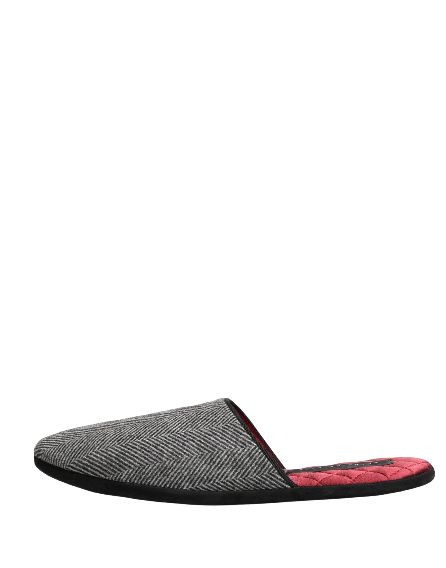 Zapatillas Dolce & Gabbana de cachemir gris con espiga y ribete rojo