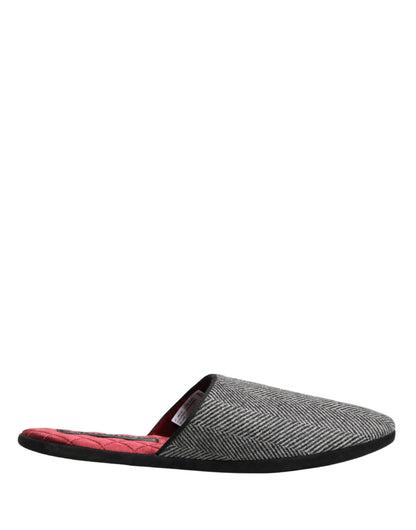 Zapatillas Dolce & Gabbana de cachemir gris con espiga y ribete rojo