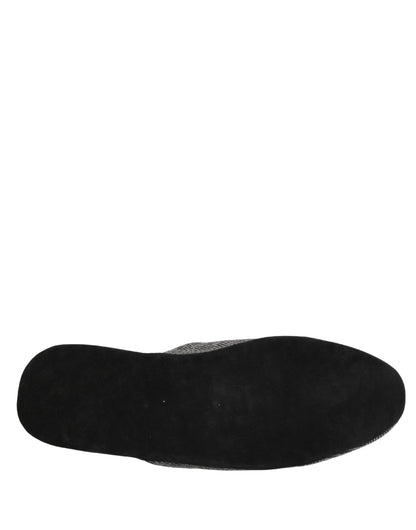 Zapatillas Dolce & Gabbana de cachemir gris con espiga y ribete rojo