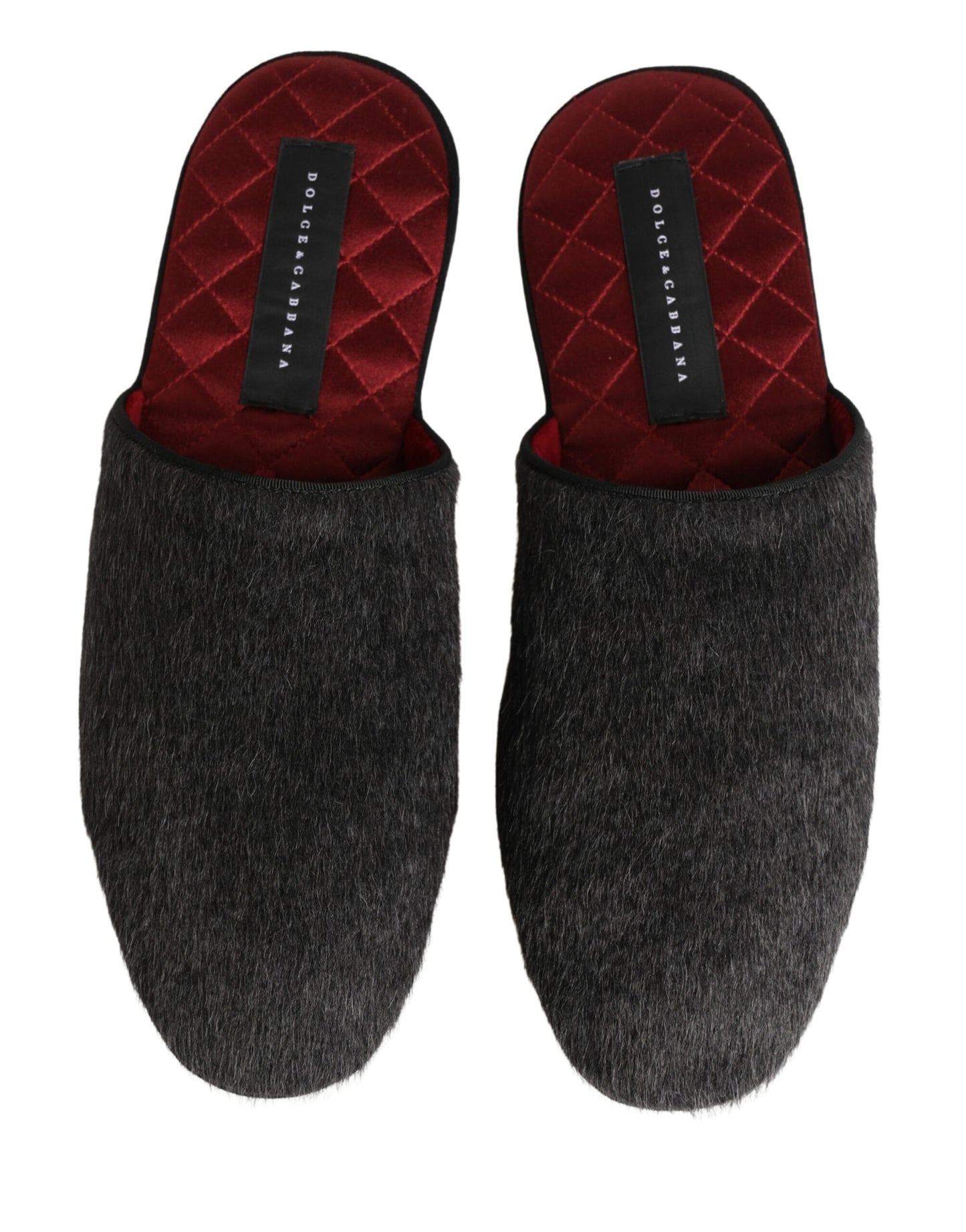Zapatos-Zapatillas Dolce & Gabbana de Lana de Carbón Gris Oscuro y Rojas