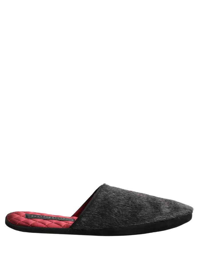 Chaussures-Mocassins Dolce & Gabbana en Laine Charbon de Bois Gris Foncé et Rouge