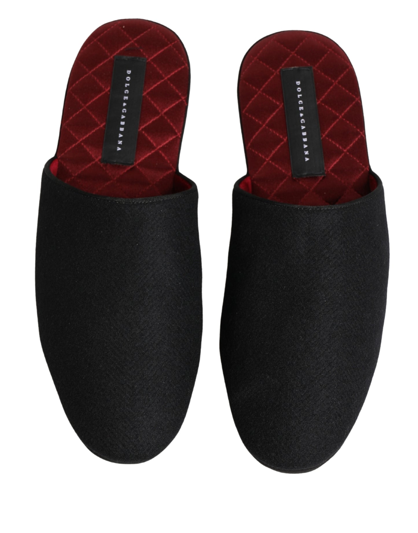 Dolce & Gabbana Zapatillas de lana y cachemira negras acolchadas rojas
