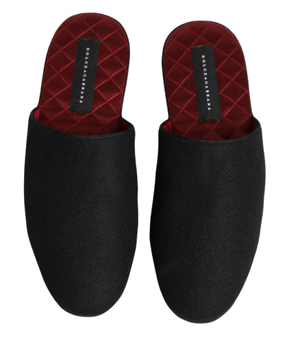 Dolce & Gabbana Zapatillas de lana y cachemira negras acolchadas rojas