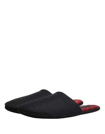 Dolce & Gabbana Zapatillas de lana y cachemira negras acolchadas rojas