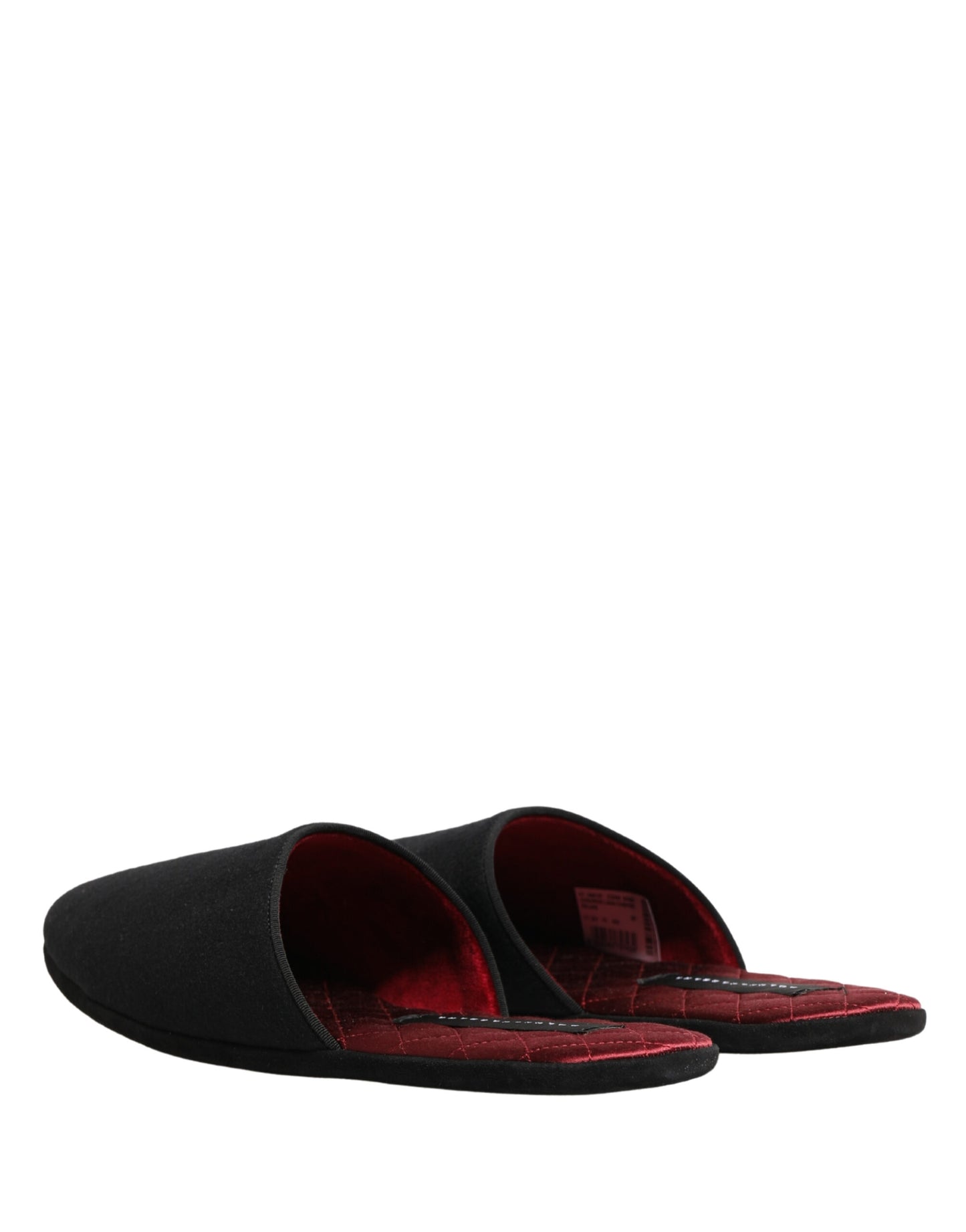 Dolce & Gabbana Zapatillas de lana y cachemira negras acolchadas rojas