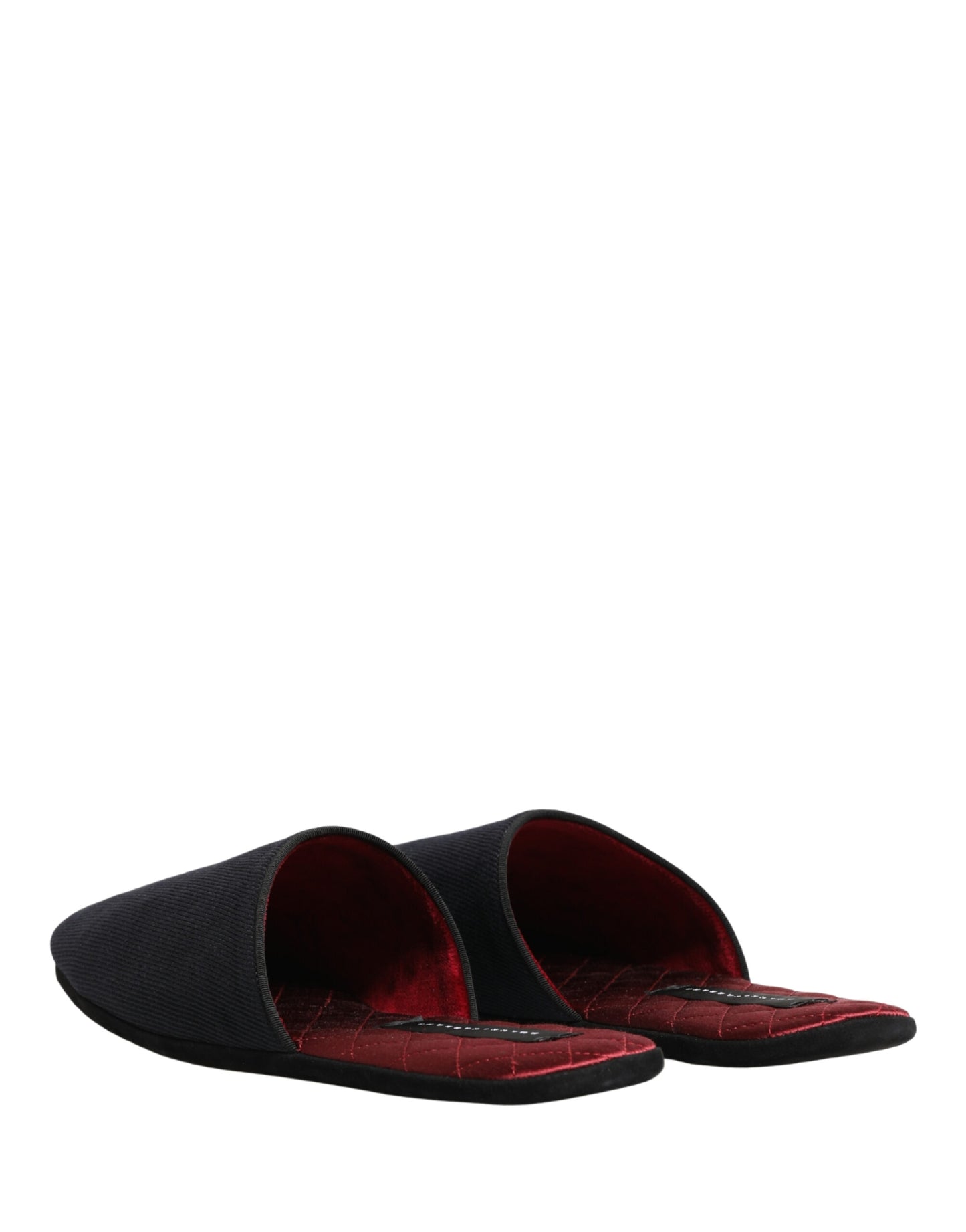 Zapatillas Dolce & Gabbana de lana y algodón azul marino oscuro con diseño de cheurón rojo