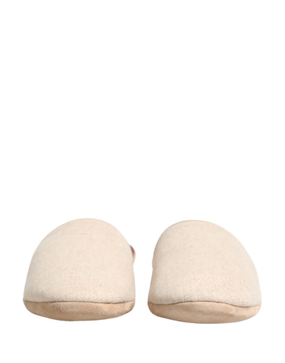 Zapatillas/Pantuflas acolchadas Dolce & Gabbana de lana Shetland beige y rojo