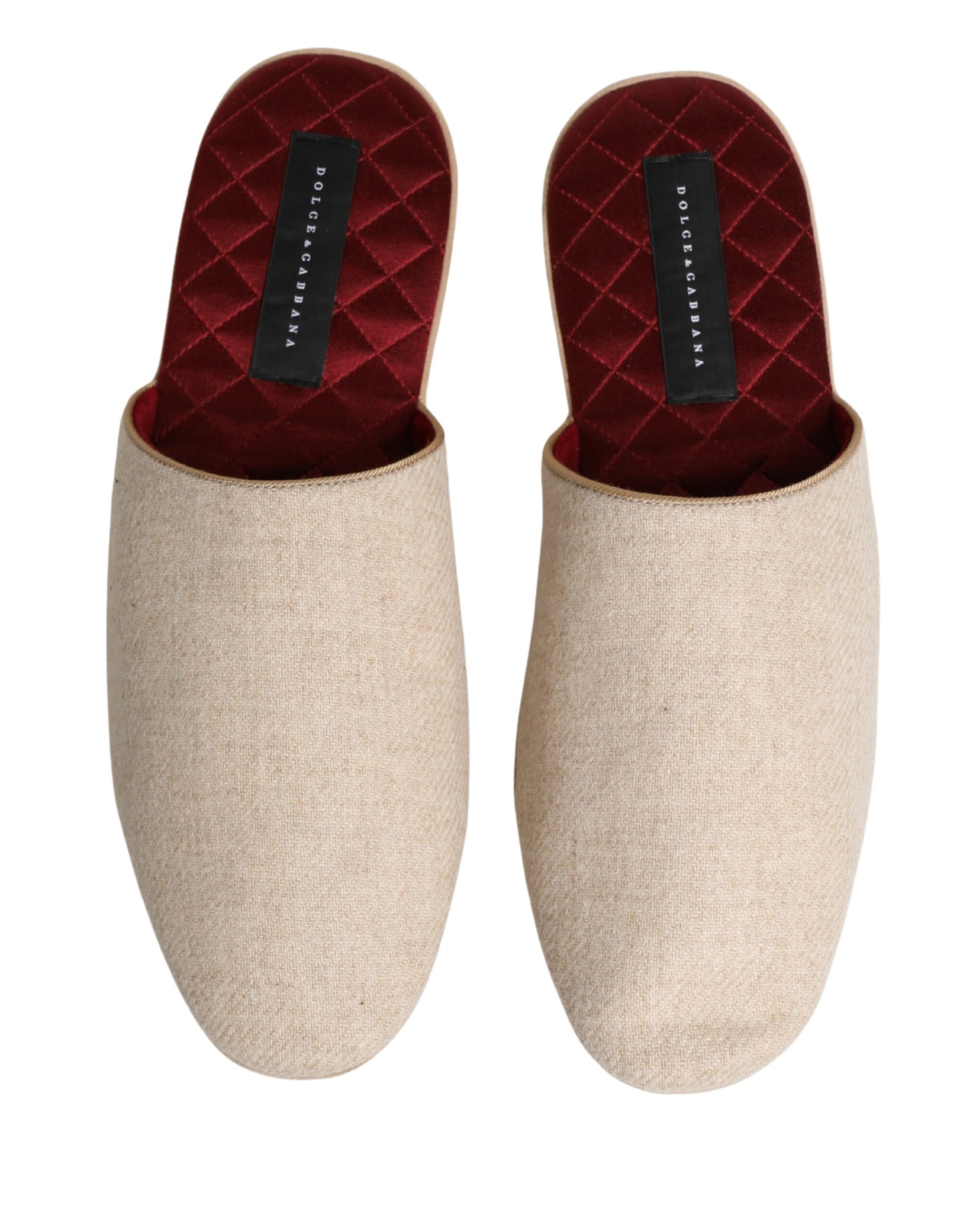 Zapatillas/Pantuflas acolchadas Dolce & Gabbana de lana Shetland beige y rojo