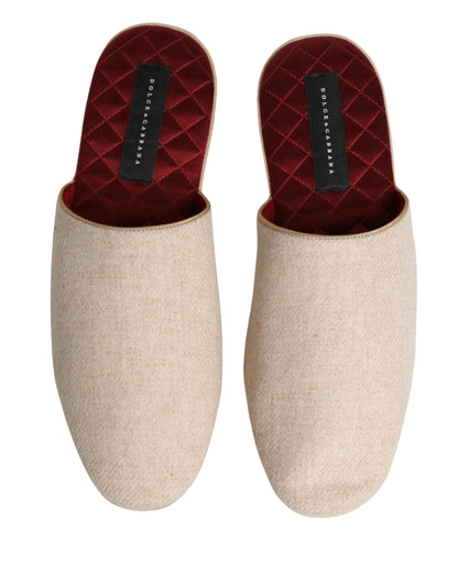 Zapatillas/Pantuflas acolchadas Dolce & Gabbana de lana Shetland beige y rojo
