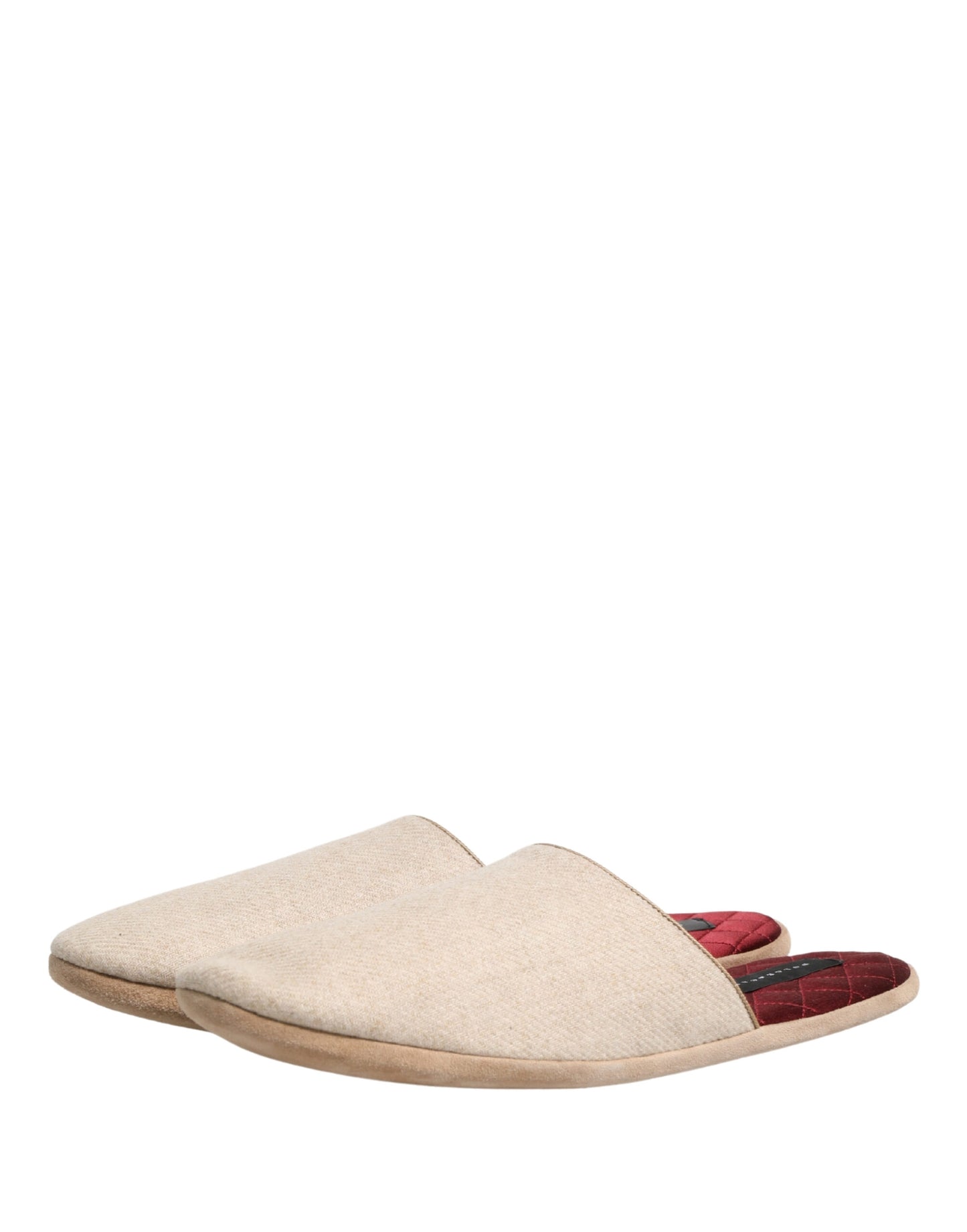 Zapatillas/Pantuflas acolchadas Dolce & Gabbana de lana Shetland beige y rojo