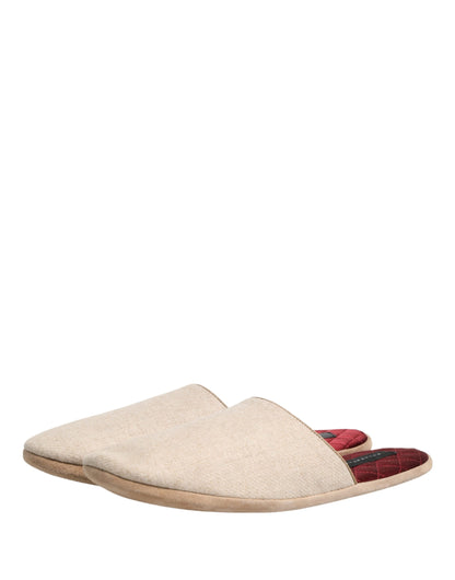 Zapatillas/Pantuflas acolchadas Dolce & Gabbana de lana Shetland beige y rojo
