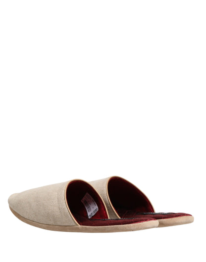 Zapatillas/Pantuflas acolchadas Dolce & Gabbana de lana Shetland beige y rojo