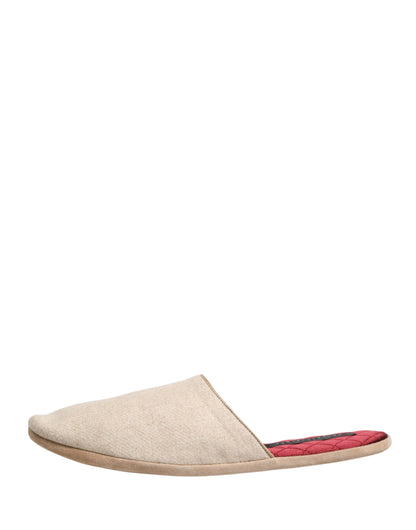 Zapatillas/Pantuflas acolchadas Dolce & Gabbana de lana Shetland beige y rojo