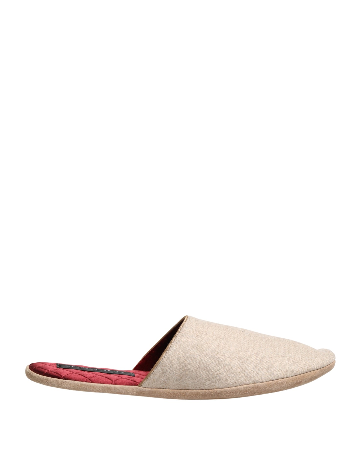 Zapatillas/Pantuflas acolchadas Dolce & Gabbana de lana Shetland beige y rojo