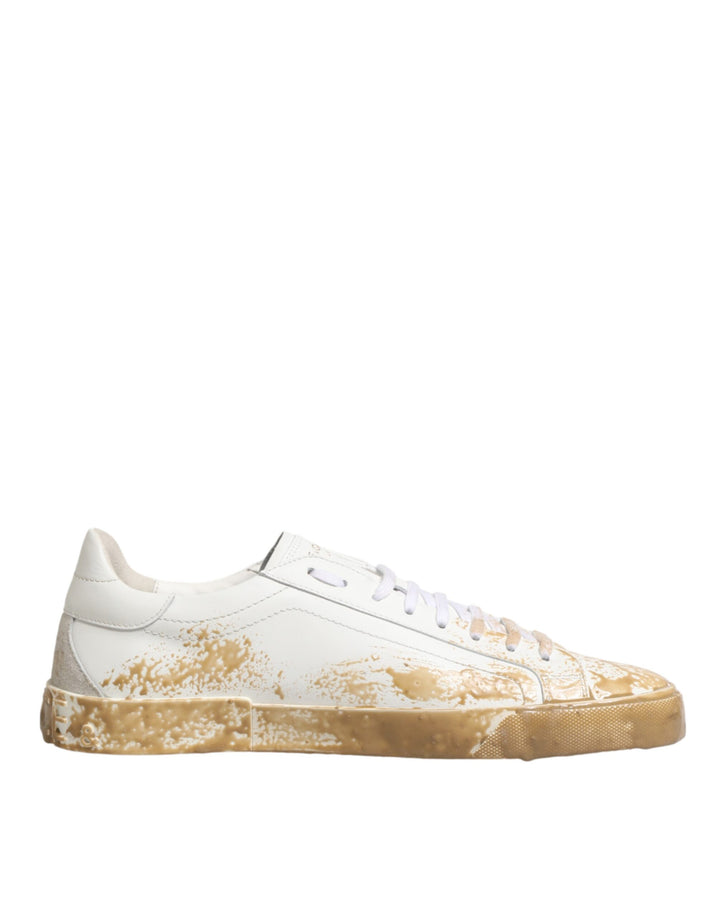 Zapatillas bajas Dolce & Gabbana de cuero blanco con efecto de pintura