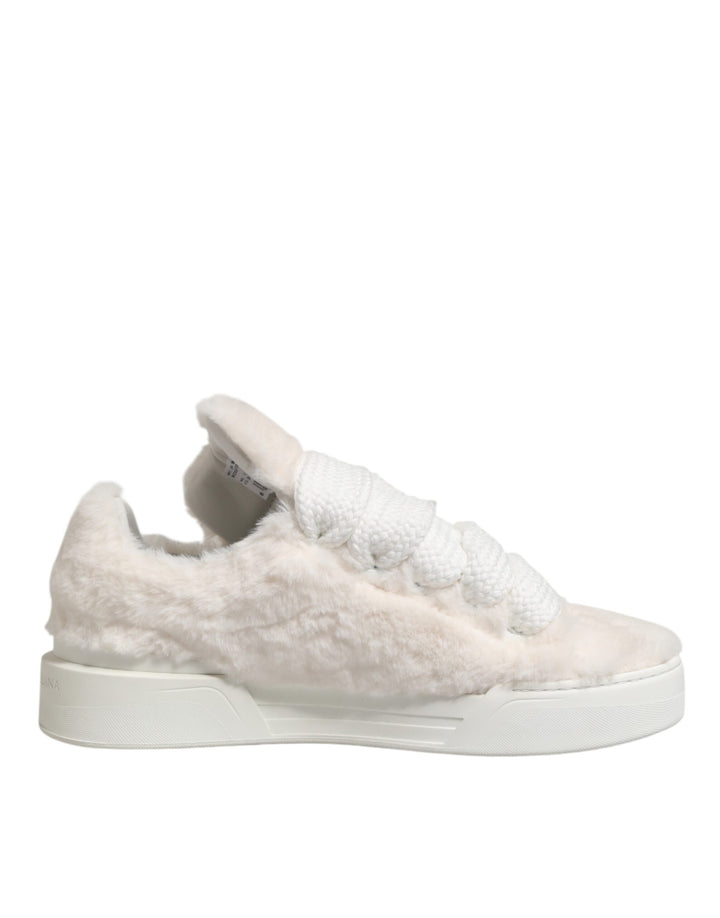 Zapatillas bajas Dolce & Gabbana de piel de oveja blanca Bianco