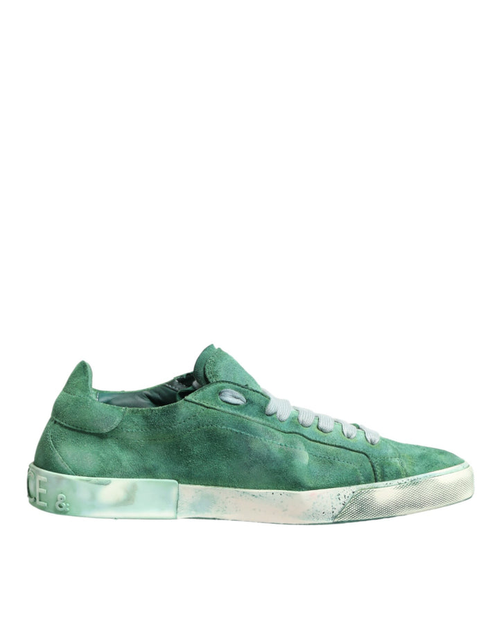 Zapatillas bajas Dolce & Gabbana de ante verde con suela DG Logo