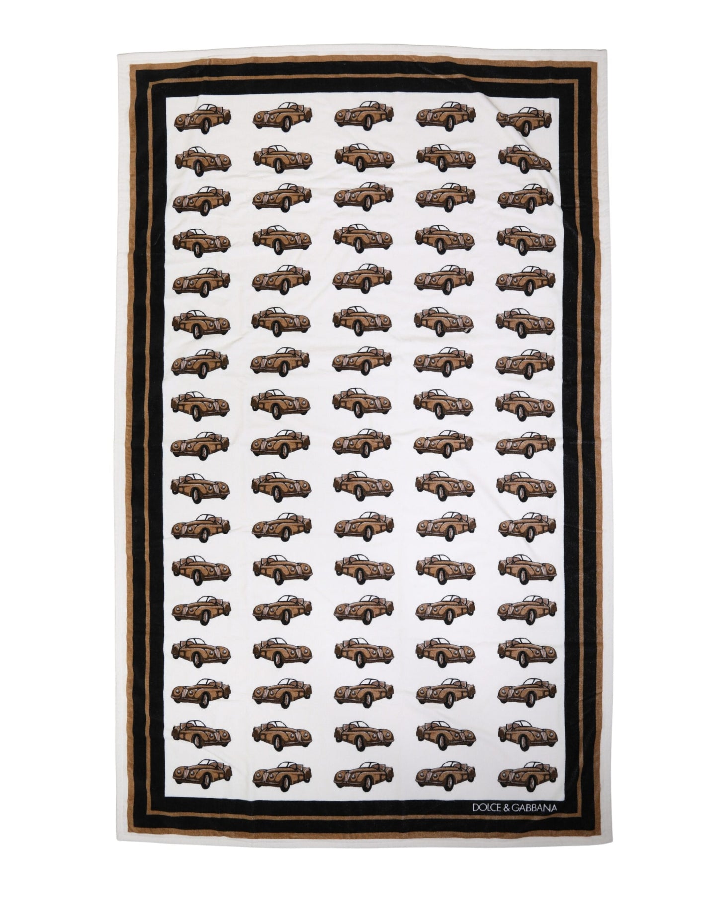 Toalla Dolce & Gabbana de Algodón Blanco con Estampado Gráfico de Coche 115cm x 180cm Playa