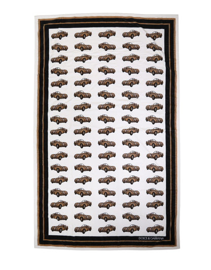 Toalla Dolce & Gabbana de Algodón Blanco con Estampado Gráfico de Coche 115cm x 180cm Playa