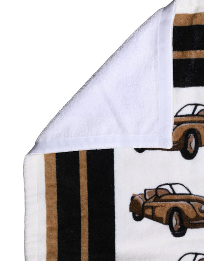 Toalla Dolce & Gabbana de Algodón Blanco con Estampado Gráfico de Coche 115cm x 180cm Playa