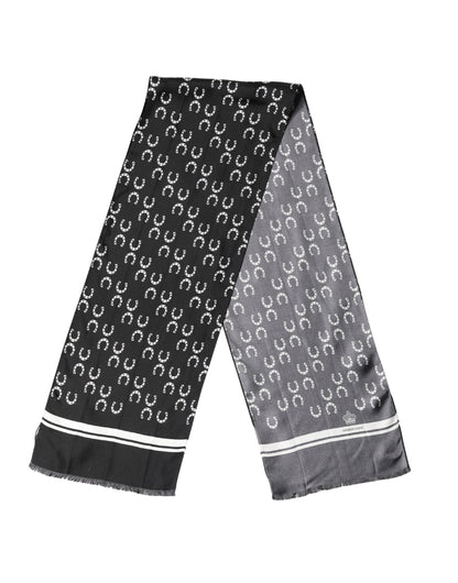 Pañuelo de cuello de seda negro con herraduras Dolce & Gabbana de 136 cm x 23 cm para hombre