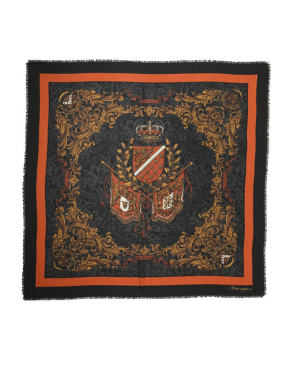 Bufanda para hombre Dolce & Gabbana de cachemira con estampado de escudo multicolor de 272 cm x 132 cm
