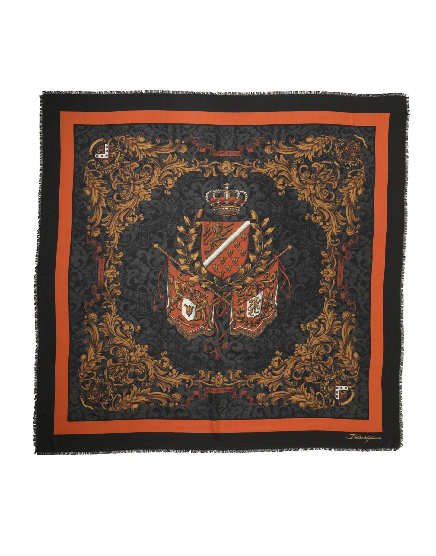 Bufanda para hombre Dolce & Gabbana de cachemira con estampado de escudo multicolor de 272 cm x 132 cm