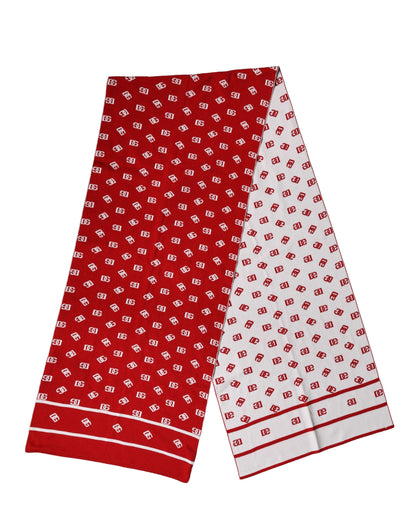 Foulard para hombre Dolce & Gabbana rojo y blanco con estampado de logo 201cm x 40.5cm
