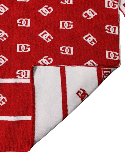 Foulard para hombre Dolce & Gabbana rojo y blanco con estampado de logo 201cm x 40.5cm