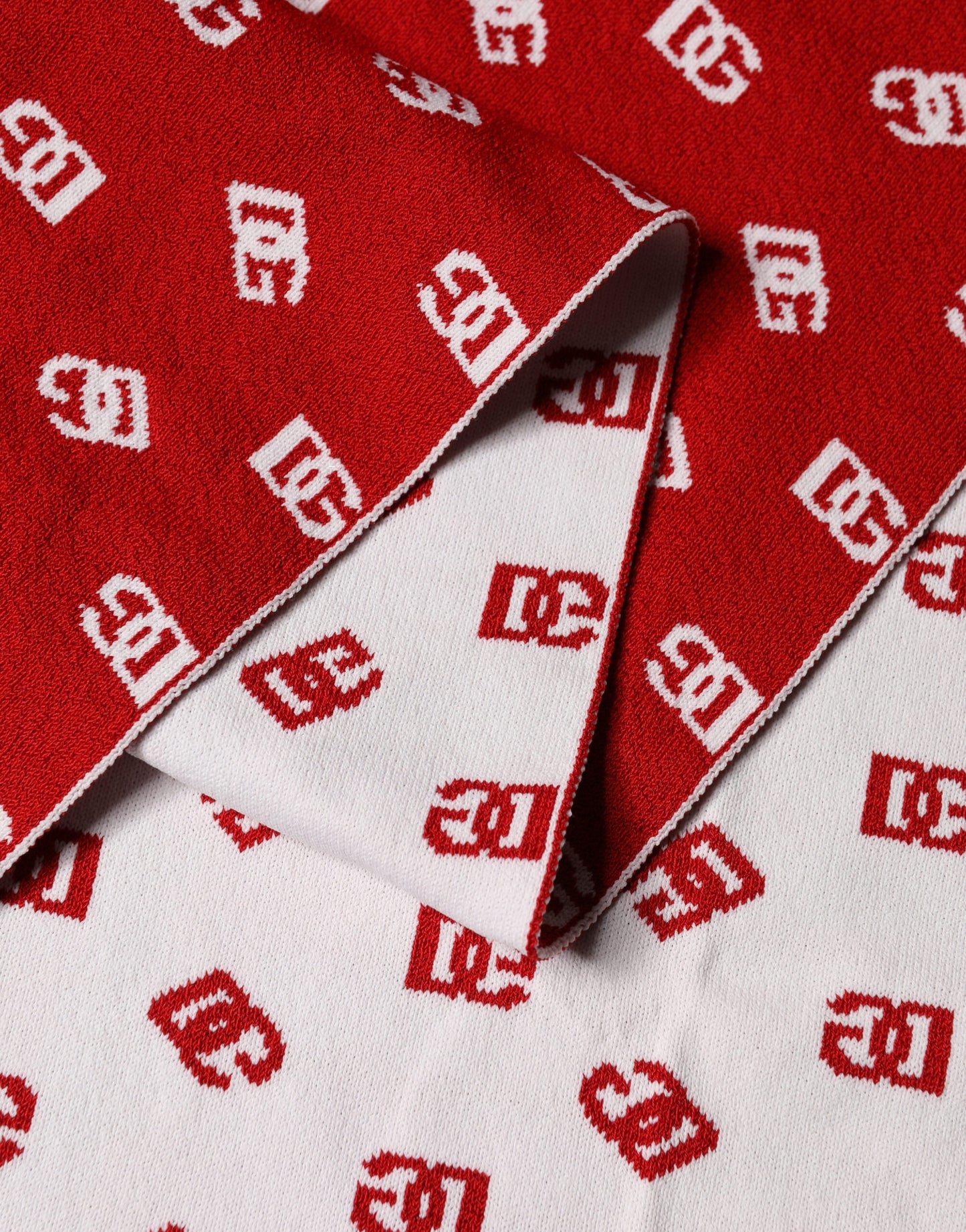 Foulard para hombre Dolce & Gabbana rojo y blanco con estampado de logo 201cm x 40.5cm