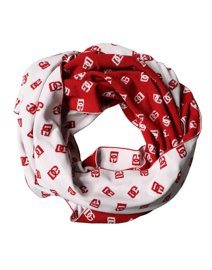 Foulard para hombre Dolce & Gabbana rojo y blanco con estampado de logo 201cm x 40.5cm